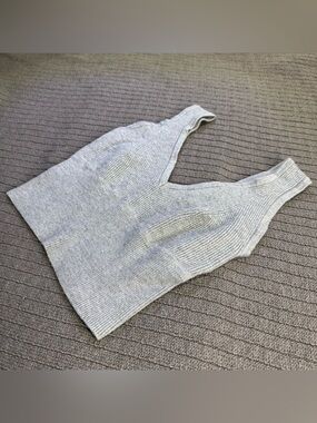 Dynamite Rib Knit Crop Sweater Tank Heather Grey XXS